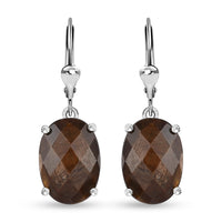 Checkerboard Cut Zawadi Chocolate Sapphire Lever Back Earrings in Rhodium Over Sterling Silver 14.80 ctw
