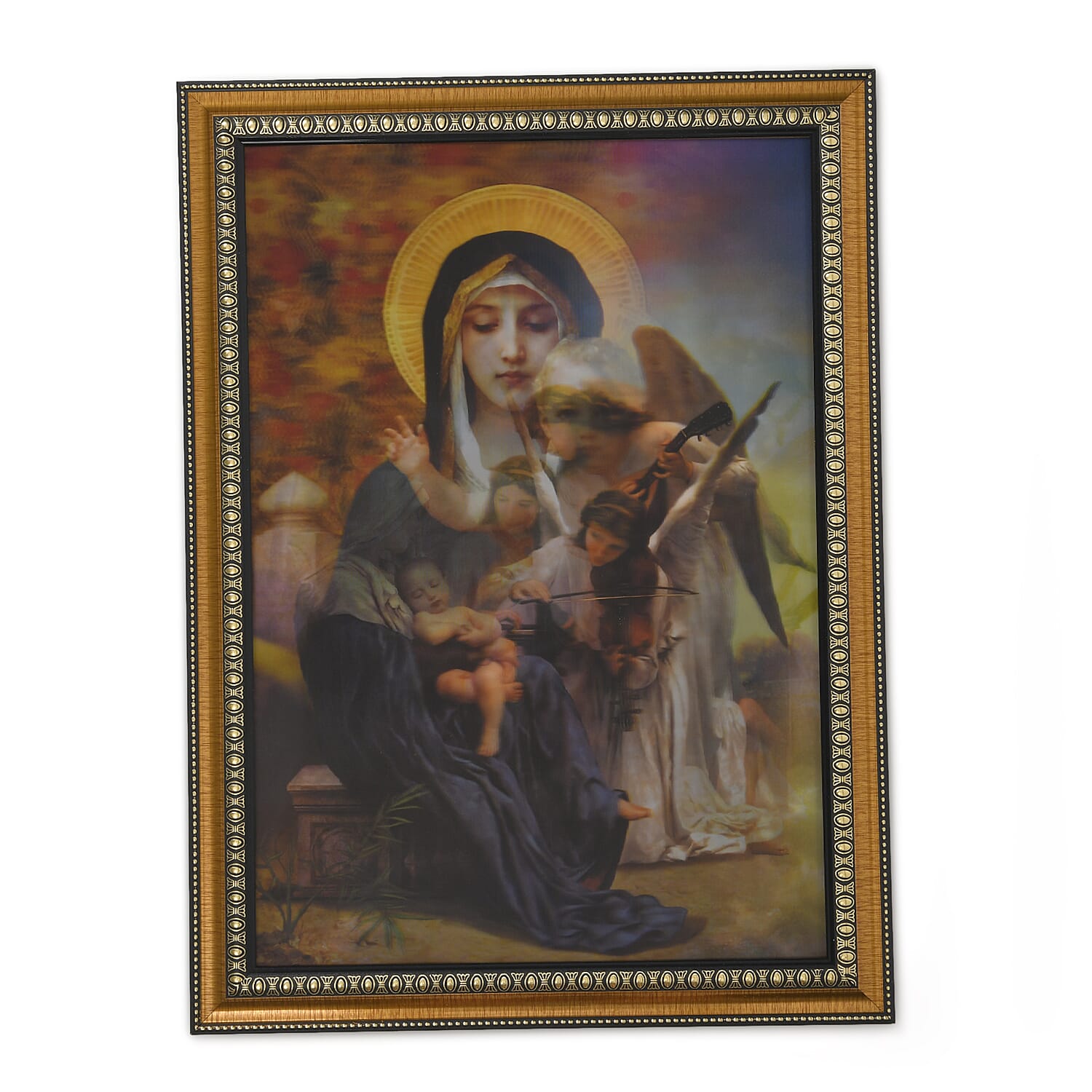 Mother Mary, Baby Jesus and Other Celestial 2 Pictures Photo Frame (16"x22")