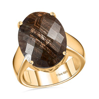 Zawadi Golden Sapphire Solitaire Ring in 18K Vermeil YG Over Sterling Silver (Size 10.0) 22.25 ctw