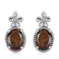 Zawadi Chocolate Sapphire and White Zircon 5.00 ctw Earrings in Rhodium Over Sterling Silver - Sticky add to cart bar