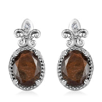 Zawadi Chocolate Sapphire and White Zircon 5.00 ctw Earrings in Rhodium Over Sterling Silver