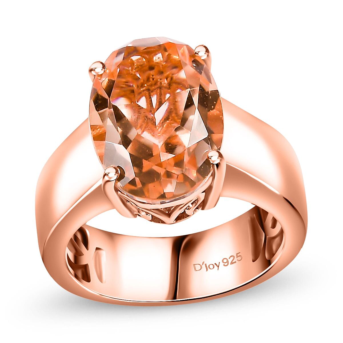 Morganique Quartz Solitaire Ring in 18K Vermeil RG Over Sterling Silver (Size 6.0) 5.85 ctw