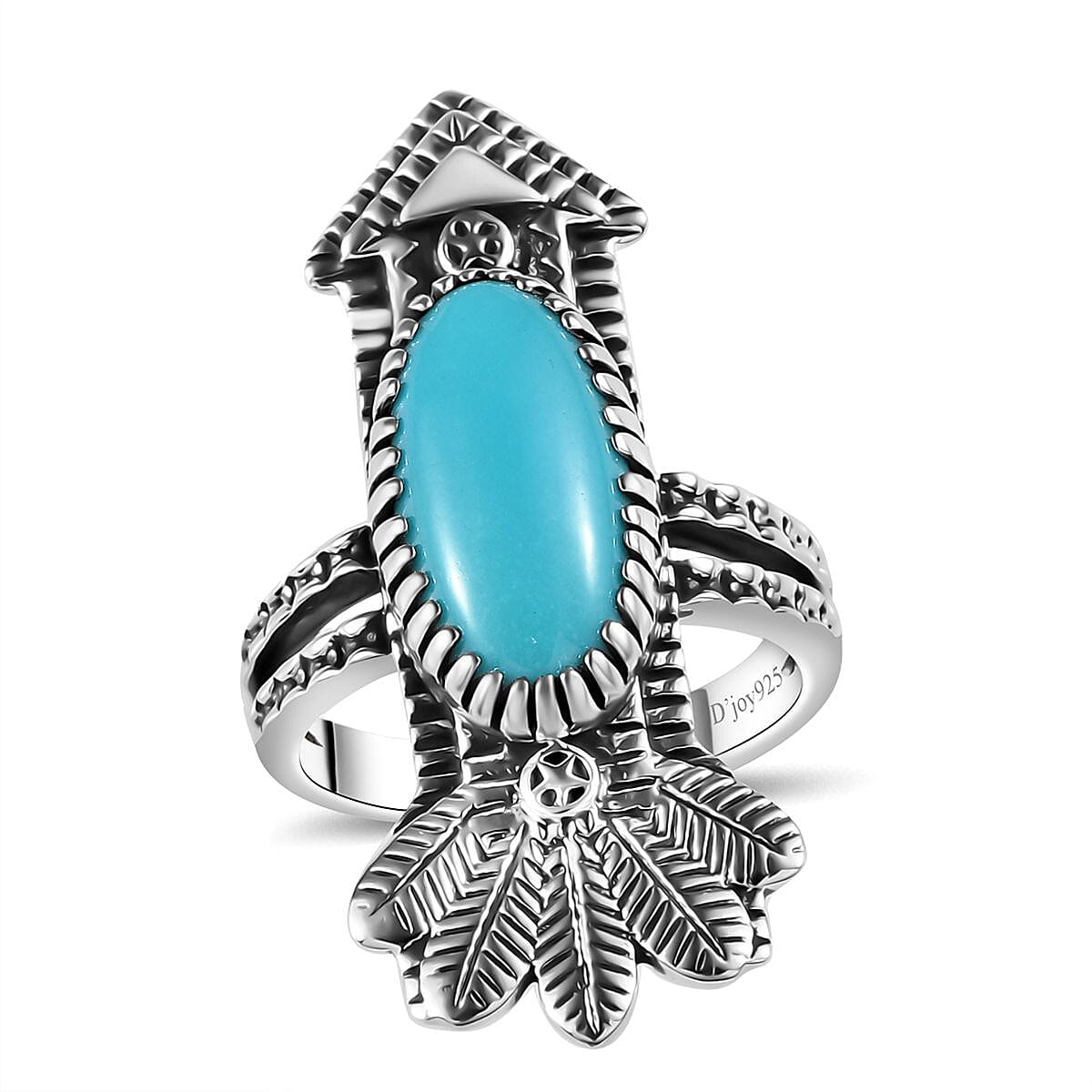 Artisan Crafted Sleeping Beauty Turquoise Arrow Ring in Sterling Silver (Size 7.0) 4.40 ctw