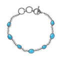 D'Joy Artisan Crafted Sleeping Beauty Turquoise Toggle Clasp Bracelet in Sterling Silver (6.50-8.0In) 6.15 ctw - Sticky add to cart bar