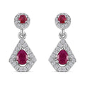 Montepuez Ruby and White Zircon Dangling Earrings in Rhodium Over Sterling Silver 0.90 ctw - Sticky add to cart bar