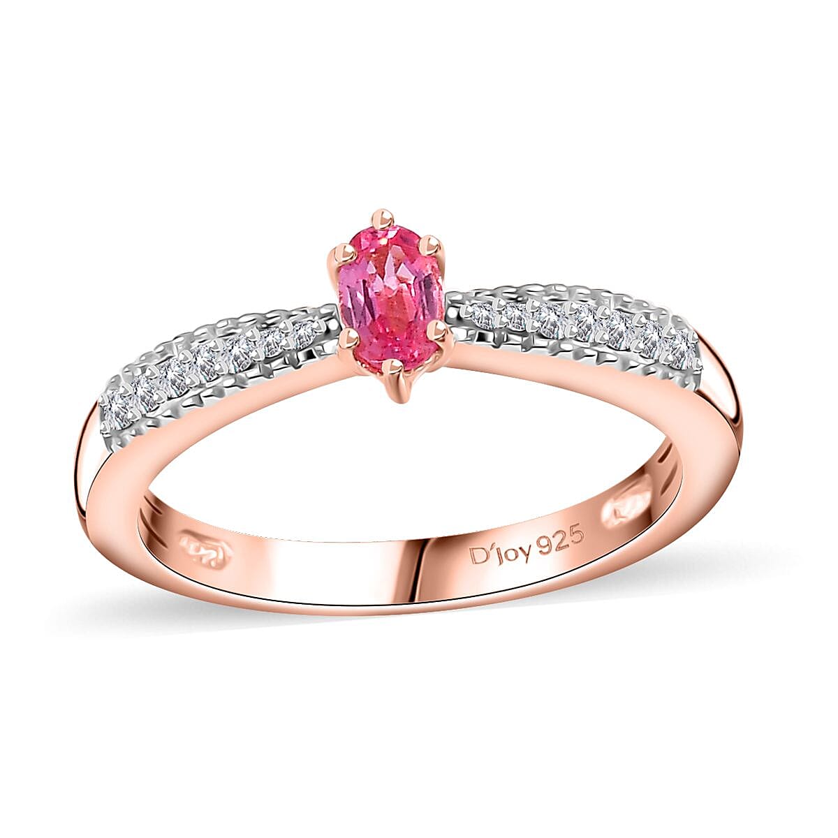 Premium Mahenge Spinel, Moissanite Ring in 18K Vermeil RG Over Sterling Silver (Size 10.0)