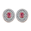 Premium Mahenge Spinel and Diamond Modern Glamour Earrings in 18K Vermeil Rose Gold Over Sterling Silver 0.85 ctw - Sticky add to cart bar