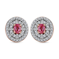 Premium Mahenge Spinel and Diamond Modern Glamour Earrings in 18K Vermeil Rose Gold Over Sterling Silver 0.85 ctw