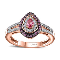 Premium Mahenge Spinel and Multi Gemstone Halo Ring in 18K Vermeil Rose Gold Over Sterling Silver 0.60 ctw