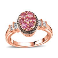 Premium Mahenge Spinel, Natural Champagne and White Diamond Ring in 18K Vermeil Rose Gold Over Sterling Silver 0.80 ctw