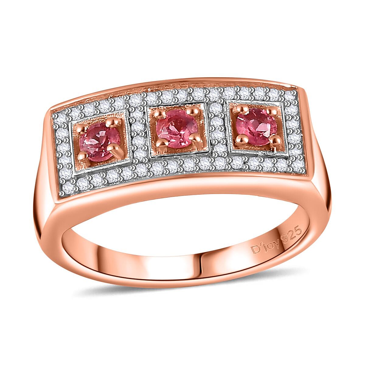 Premium Mahenge Spinel and White Zircon Ring in 18K Vermeil Rose Gold Over Sterling Silver 0.60 ctw