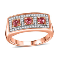 Premium Mahenge Spinel and White Zircon Ring in 18K Vermeil Rose Gold Over Sterling Silver 0.60 ctw