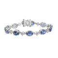 Kashmir Kyanite and White Zircon 11.75 ctw Bracelet in Rhodium Over Sterling Silver (6.50 In) - Sticky add to cart bar