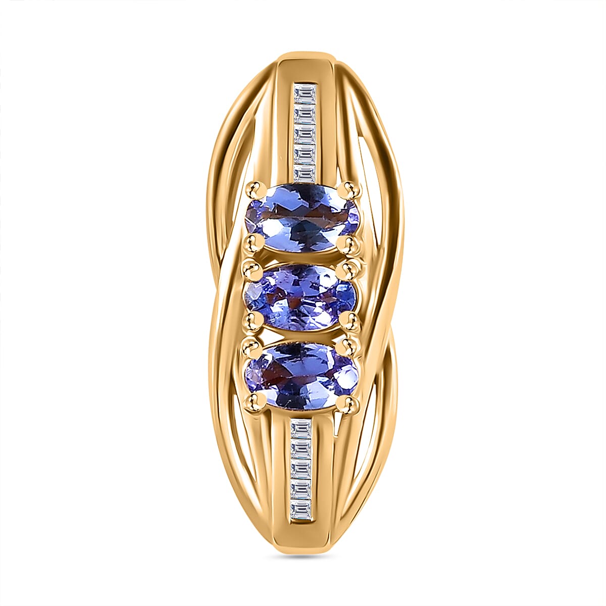 Tanzanite and Diamond 0.65 ctw Pendant without Chain in 18K Vermeil Yellow Gold Over Sterling Silver