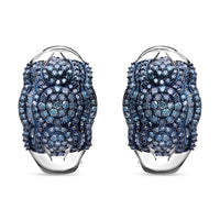 Blue Diamond (IR) Omega Clip Earrings in Platinum Over Sterling Silver 1.50 ctw