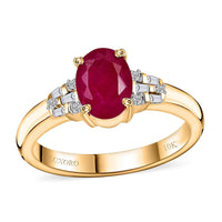Luxoro 10K Yellow Gold AAA Montepuez Ruby, Diamond (G-H, I2) Ring (Size 7.0) 1.90 ctw