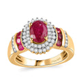 Montepuez Ruby and Moissanite Art Deco Ring in 18K Vermeil Yellow Gold Over Sterling Silver 2.00 ctw - Sticky add to cart bar