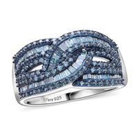 Doorbuster Blue Diamond 1.00 ctw Ring in Platinum Over Sterling Silver (Size 10.0)