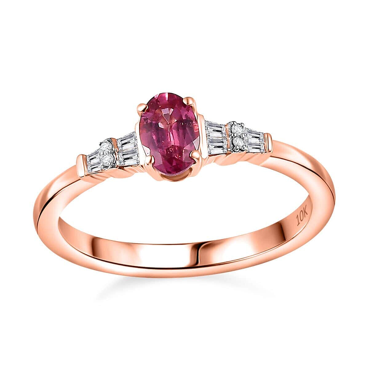 10K Rose Gold AAA Mahenge Spinel and G-H I2 Diamond Ring (Size 6.0) 0.60 ctw