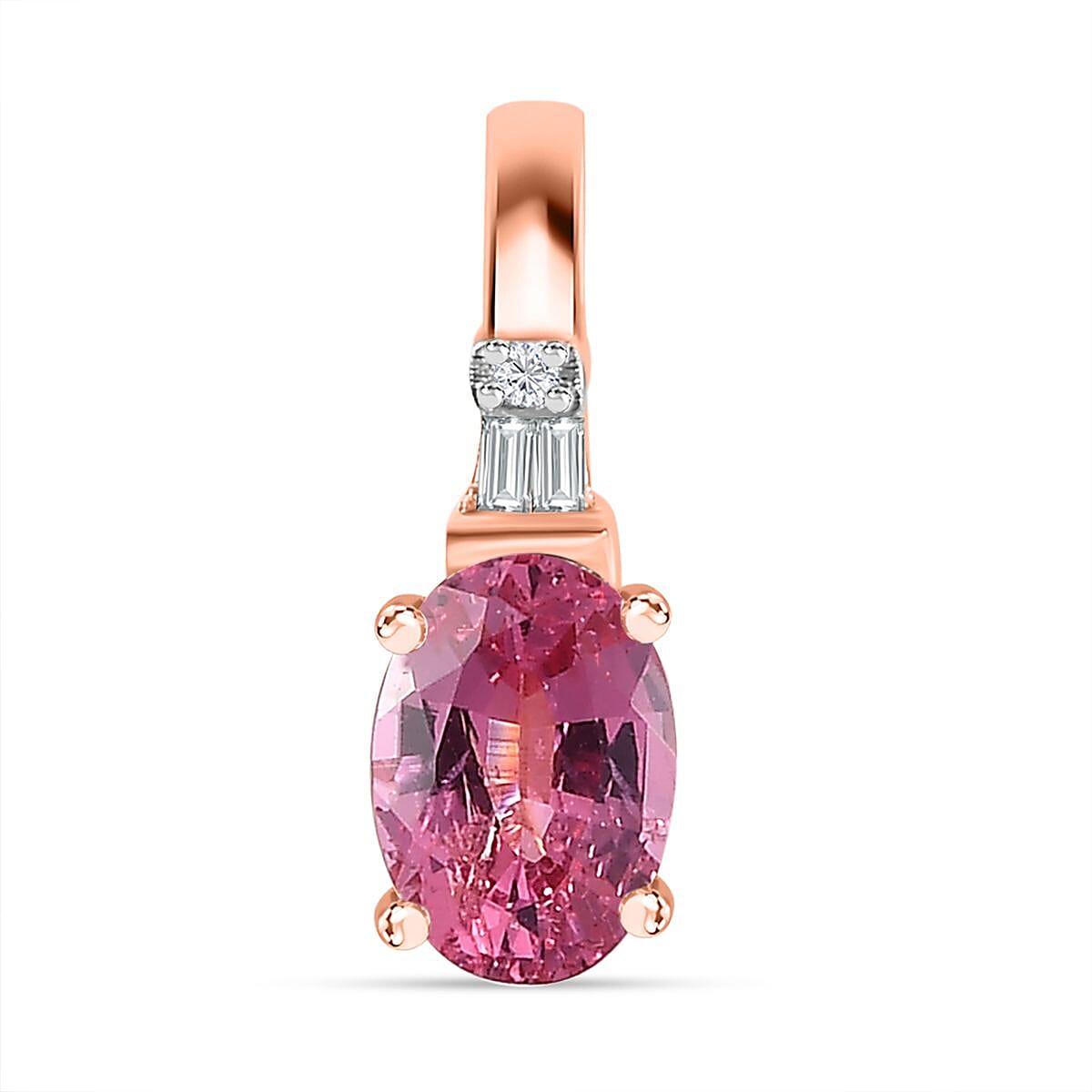 10K Rose Gold AAA Mahenge Spinel and Diamond G-H I2 Modern Glamour Pendant without Chain 0.60 ctw
