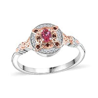 Premium Mahenge Spinel, Moissanite Halo Ring in 18K Vermeil RG Over Sterling Silver (Size 10.0)