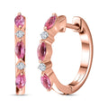 Premium Mahenge Spinel and Moissanite Modern Glamour Hoop Earrings in 18K Vermeil Rose Gold Over Sterling Silver 0.60 ctw - Sticky add to cart bar