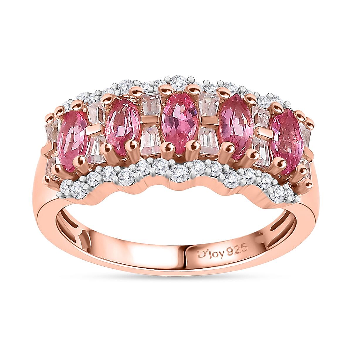 Premium Mahenge Spinel and White Zircon Ring in 18K Vermeil Rose Gold Over Sterling Silver 1.50 ctw