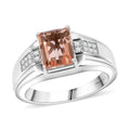 Morganique Quartz (Triplet) and White Zircon Men's Ring in Rhodium Over Sterling Silver (Size 10.0) 4.00 ctw - Sticky add to cart bar
