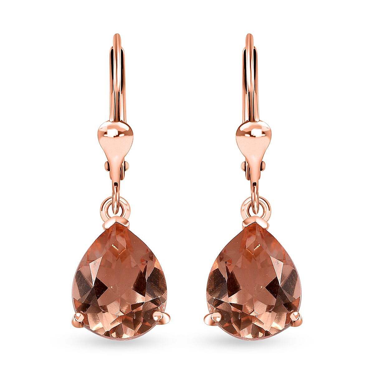 Morganique Quartz (Triplet) Lever Back Earrings in 18K Vermeil Rose Gold Over Sterling Silver 6.90 ctw