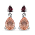 Morganique Quartz (Triplet) and Orissa Rhodolite Garnet Drop Earrings in Rhodium Over Sterling Silver 3.10 ctw - Sticky add to cart bar