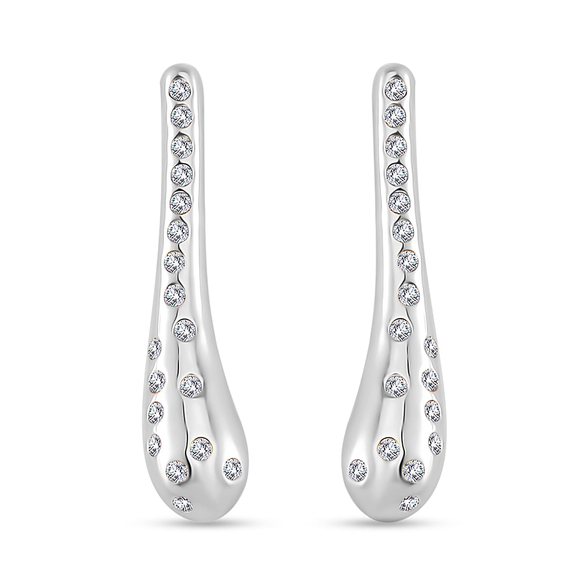 Simulated Diamond Earrings in Silvertone and Stainless Steel 0.40 ctw