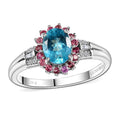 Luxoro 10K White Gold Premium Madagascar Paraiba Apatite, Pink Tourmaline and G-H I2 Diamond Ring 1.60 ctw - Sticky add to cart bar