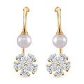 White Shell Pearl and Simulated Diamond Earrings in Silvertone and Stainless Steel - Sticky add to cart bar