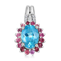 Luxoro 10K White Gold Premium Betroka Blue Apatite, Pink Tourmaline and G-H I2 Diamond Pendant 1.55 ctw - Sticky add to cart bar