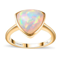 Luxoro 14K Yellow Gold AAA Ethiopian Welo Opal Solitaire Ring (Size 9.0) (4.50 g) 3.85 ctw