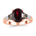 Orissa Rhodolite Garnet, Natural Champagne and White Diamond (0.20 Carat Ring in 18K Vermeil RG Over Sterling Silver (Size 10.0) 3.40 Carat Total Weight - Sticky add to cart bar