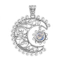 Moon Glow Moonstone Moon and Sun Pendant without Chain in Sterling Silver 0.80 ctw - Sticky add to cart bar