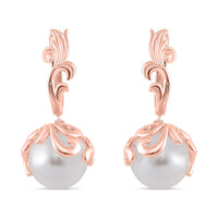 White Shell Pearl Earrings in Rosetone
