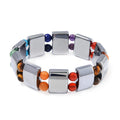 Terahertz and Multi Gemstone 185.00 ctw Seven Chakra Beaded Stretch Bracelet - Sticky add to cart bar