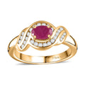 Montepuez Ruby, White Zircon Ring in 18K Vermeil YG Over Sterling Silver (Size 10.0) 0.90 ctw - Sticky add to cart bar