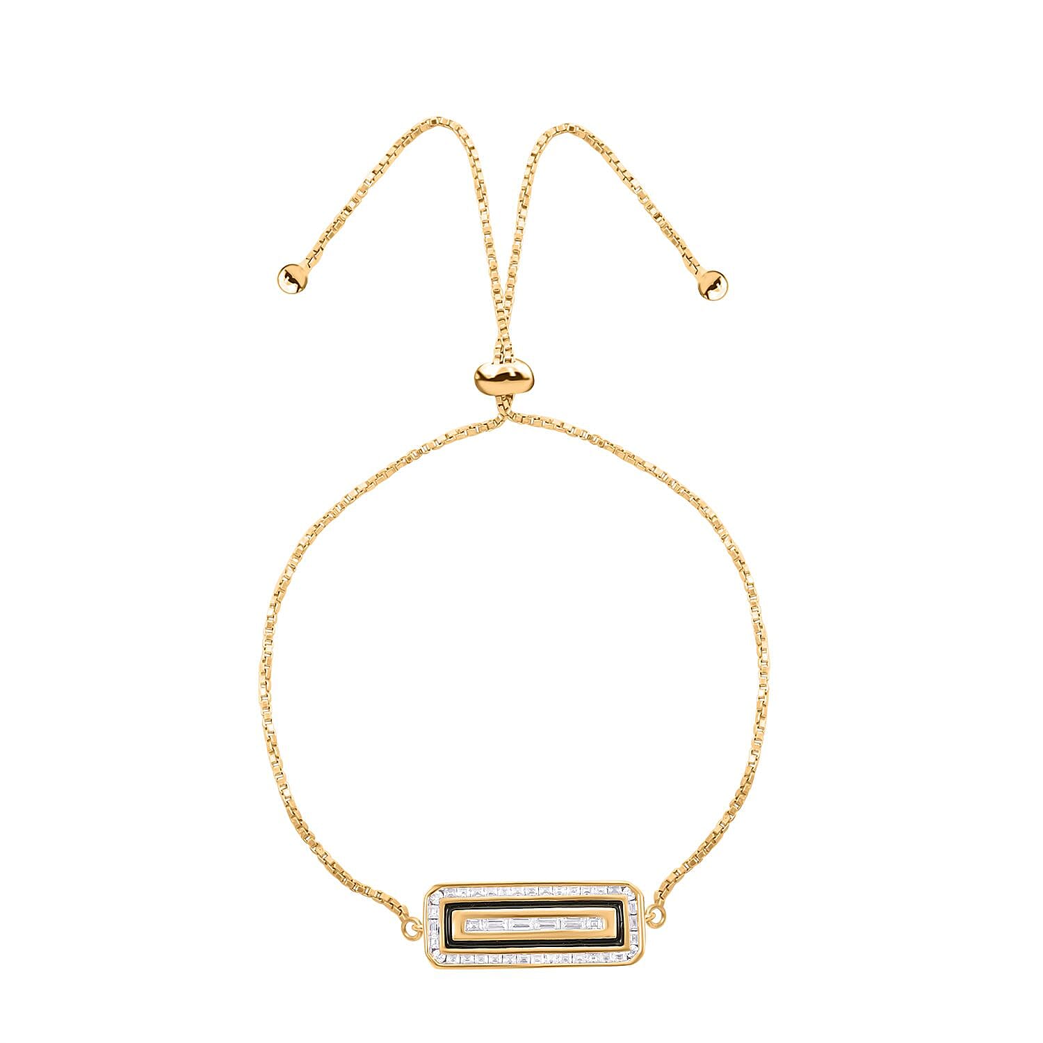Clarte Black Tie Collection Moissanite Bolo Bracelet in Vermeil Yellow Gold Over Sterling Silver 0.50 ctw