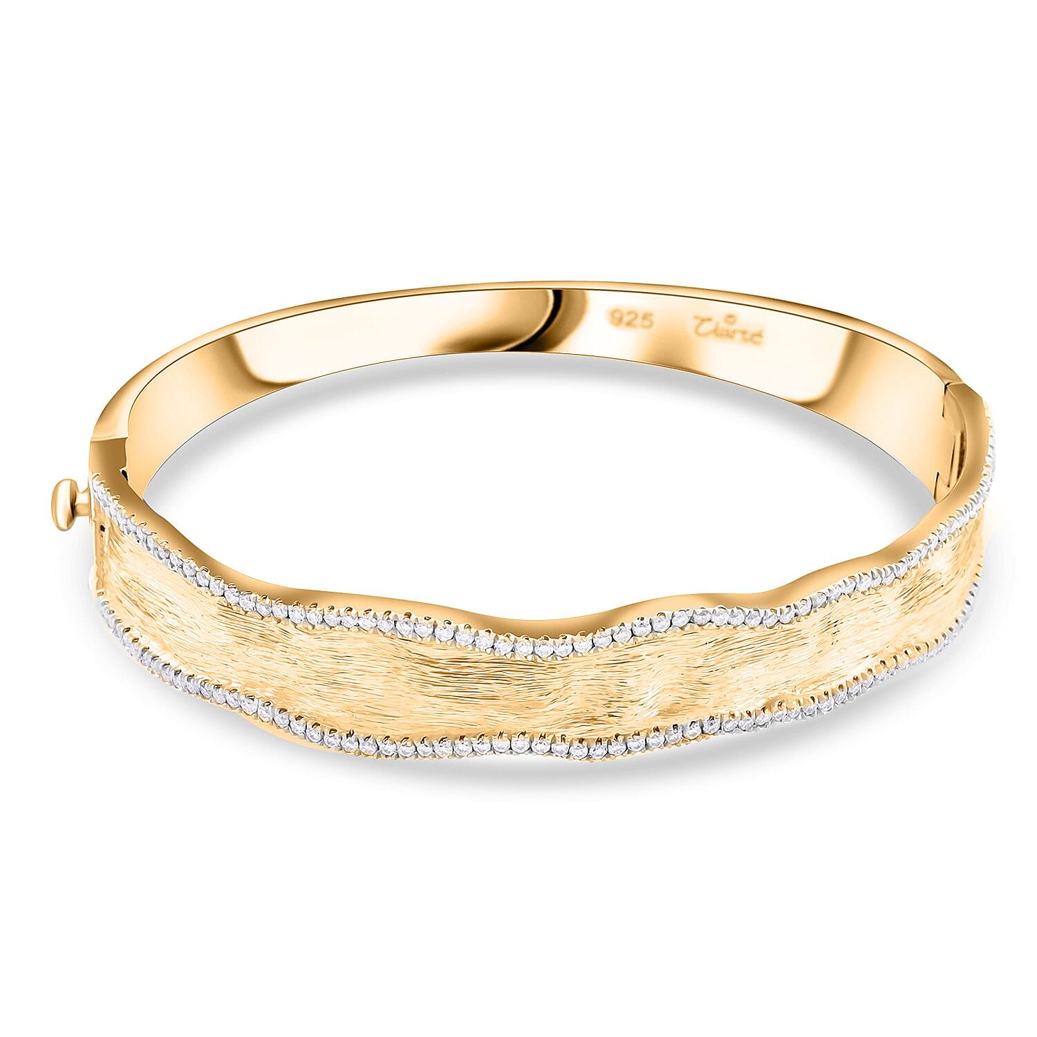 Clarte Sable Collection Moissanite Bangle Bracelet in Vermeil YG Over Sterling Silver (6.50 In) 1.00 ctw