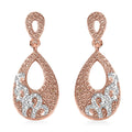 Karis Natural Champagne Diamond Accent Oval Dangling Earrings in 18K Rose Gold Plated - Sticky add to cart bar