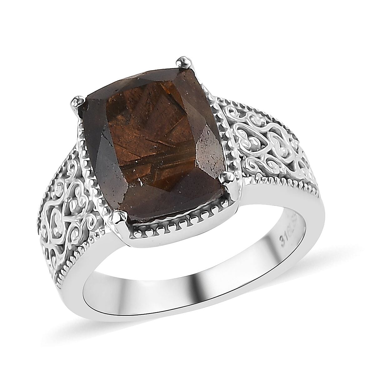 Zawadi Golden Sapphire Solitaire Ring in Stainless Steel (Size 7) 7.25 ctw
