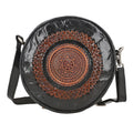"100% Genuine leather weaving round croosbody bag SIZE: 7(L)x2.4(W)x7(H)Inches  COLOR: Black" - Sticky add to cart bar