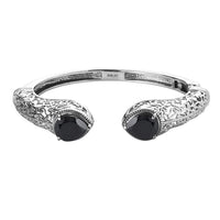 Thai Black Spinel 11.10 ctw Cuff Bracelet in Stainless Steel (6.50 In)