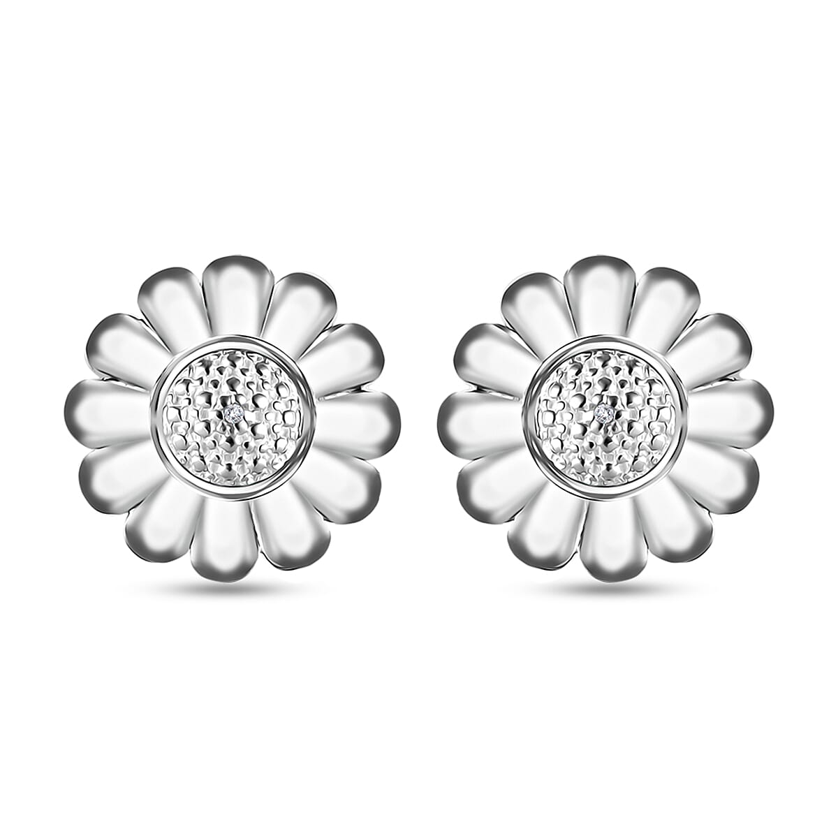 White Diamond Accent Solitaire Stud Earrings in Sterling Silver