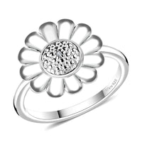 Diamond Accent Floral Diamond Ring in Sterling Silver (Size 10.0)
