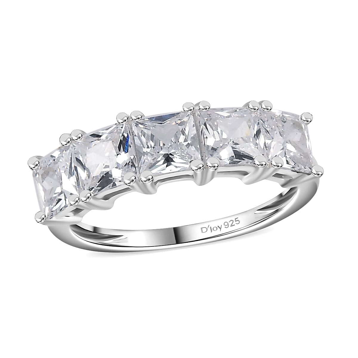 Simulated Diamond 5 Stone Ring in Sterling Silver
