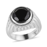 Thai Black Spinel Solitaire Ring in Stainless Steel (Size 10.0) 4.50 ctw